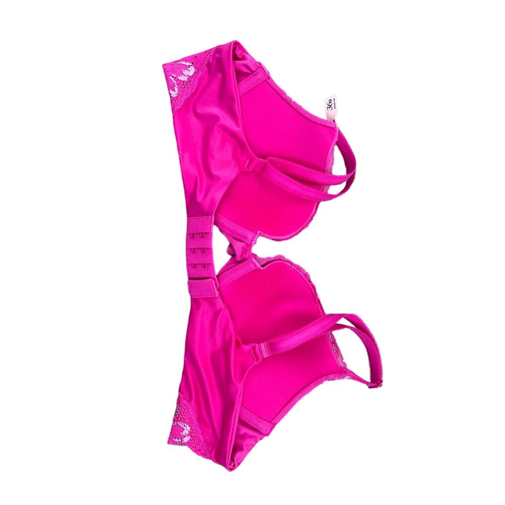 Victoria's Secret Very Sexy Push-Up Bra 36B Hot Pink With Lace Embroidery NWT - Picture 4 of 7